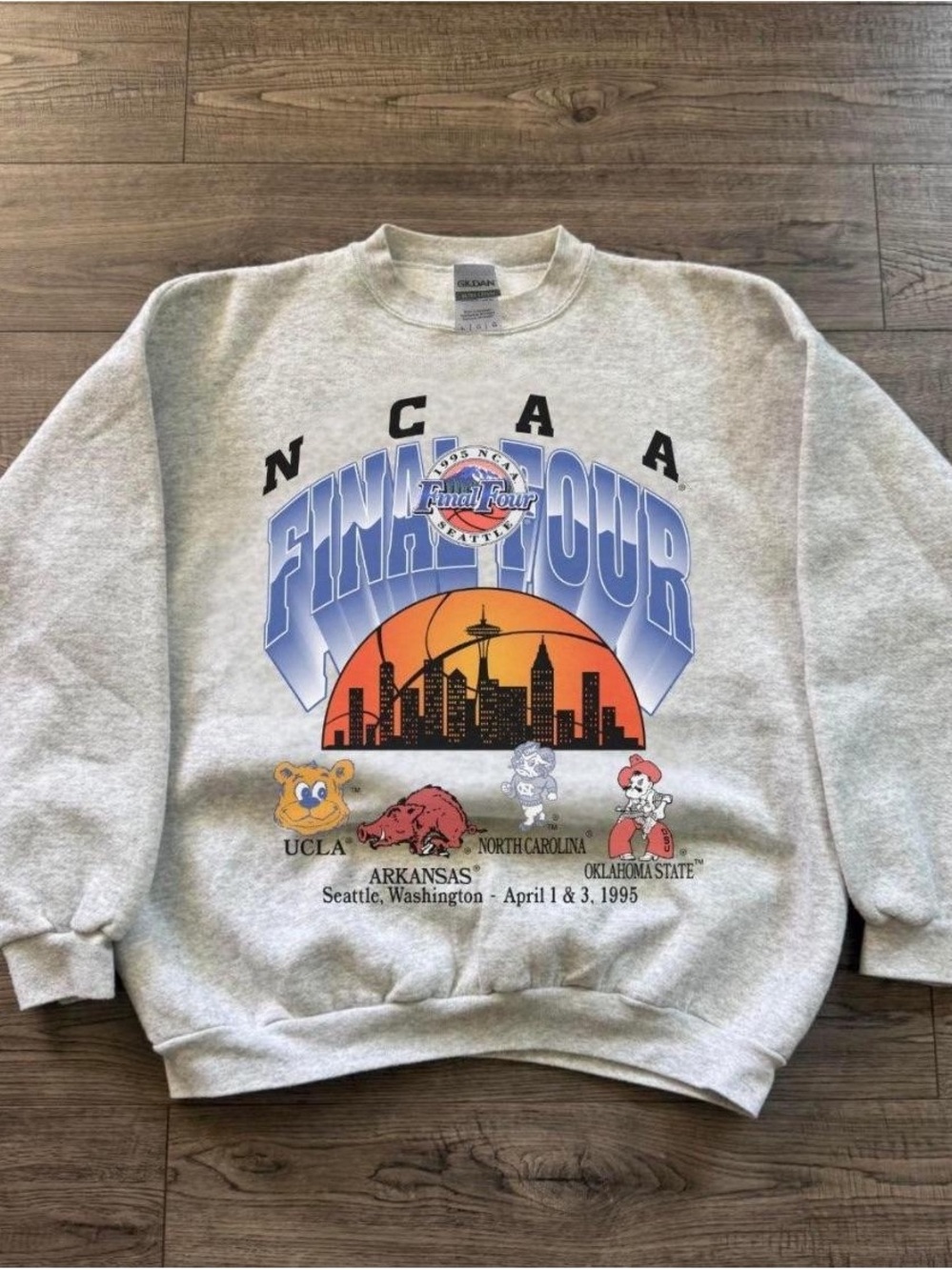 Gildan Gray Crewneck Sweatshirt with Blue and Orange NCAA Final Four Graphic
